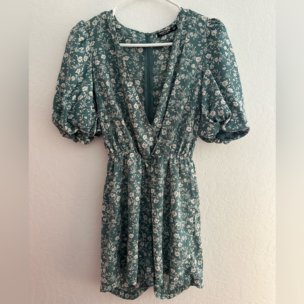 Blue And White Floral Romper